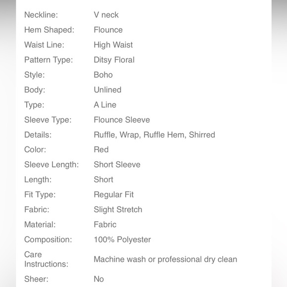 New SHEIN Ditsy Floral Shirred Waist Aline Red Dress - Picture 8 of 8